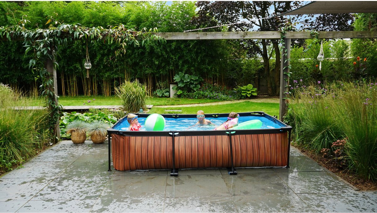 EXIT Stone zwembad 300x200x65cm met filterpomp - grijs