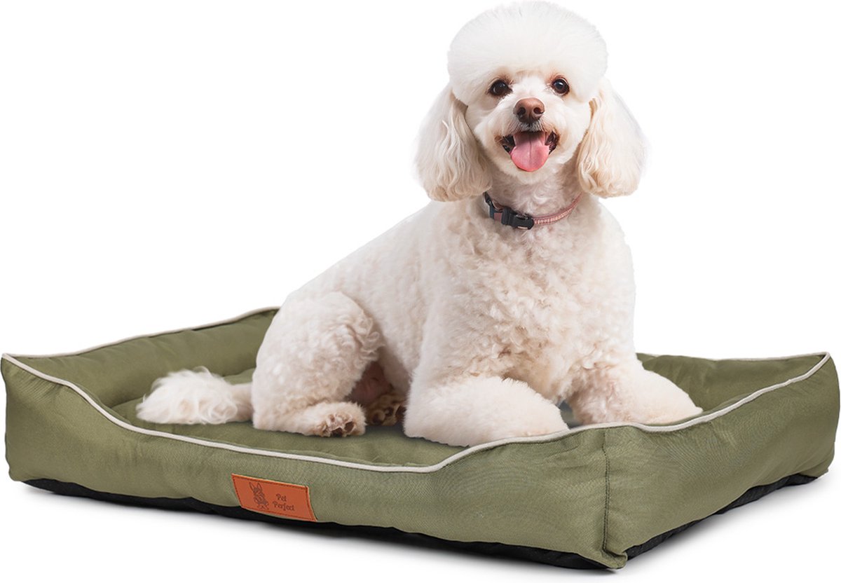 Bol.com Pet Perfect Benchkussen L - Hondenkussen Wasbaar - Hondenmand - Groen - 70x50x10 aanbieding