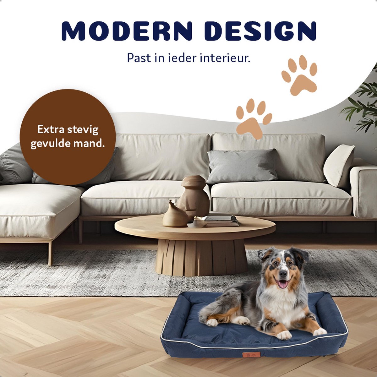 Pet Perfect Benchkussen XL - Hondenkussen Wasbaar - Hondenmand - Blauw - 90x55x10 thumbnail 5