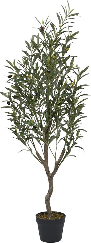 Kunst Olijfboom 120 cm – Realistische Mediterrane Nepplant in Pot – Onderhoudsvrije Kunstplant voor Interieur of Overdekt Buiten – Groene Olijfplant Decoratie - Groen