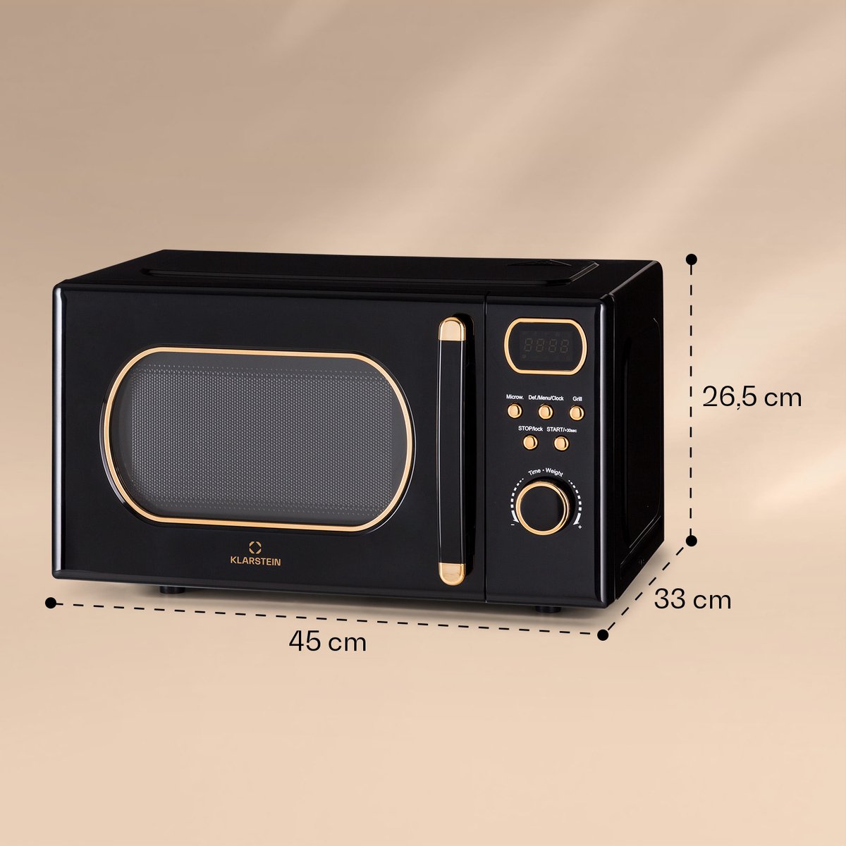 Klarstein Magnetron met Grill, 800 W, 20 Liter, 3-in-1 RVS Zwart, Met Ontdooien en Pizzafunctie, Draaiplateau, Compact thumbnail 6