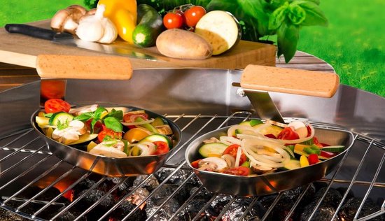 1 BBQ-grillmand Draagbare roestvrijstalen barbecue-grillmand voor biefstuk Vlees Garnalenkoteletten met afneembaar houten handvat Opbergtas