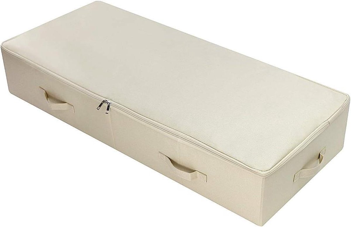 Opbergbox onder bed met deksel - opvouwbaar ontwerp - 6 handgrepen - beige