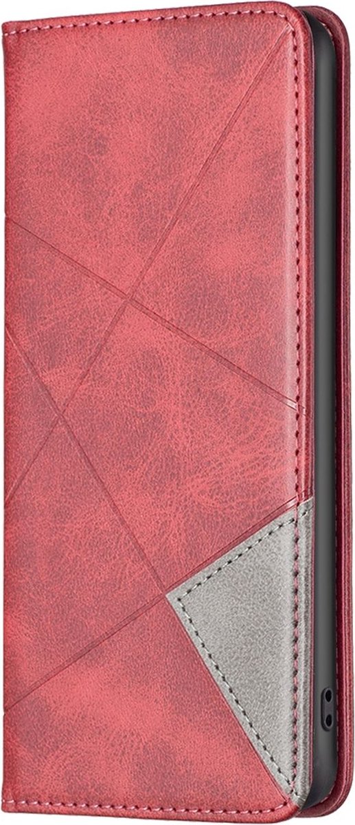 Mobigear Telefoonhoesje geschikt voor Samsung Galaxy A05 Hoesje | Mobigear Rhombus slim Bookcase | Pasjeshouder voor 2 Pasjes | Telefoonhoesje voor Pinpas / OV Kaart / Rijbewijs - Rood