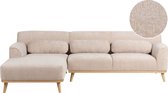 Bol.com Hoekbank SIMOS Chenille Beige 3-zitter Rechterzijde aanbieding