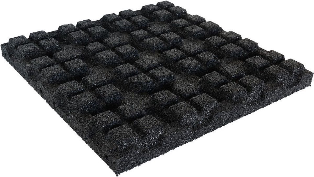 IVOL Rubber tegel met pen- en gat verbinding 50x50 cm - 75 mm - Zwart