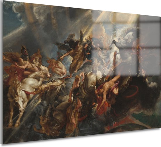 De Val van Phaeton - Peter Paul Rubens glasschilderijen - Gevecht wanddecoratie - Glas schilderij Mythologie - Wanddecoratie industrieel - Acrylglas schilderijen - Decoratie kamer acrylglas 90x60 cm