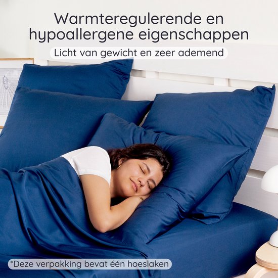 Hoeslaken en Bamboe | Hoeslaken Eco 1 personne 90 cm sur 190 cm | Bleu marine | Beddengoed de Luxe en Bamboe | Drap Hoeslaken | Hoeslaken Puur Bamboe lyocell | Tissu Ultra respirant | Bambaw