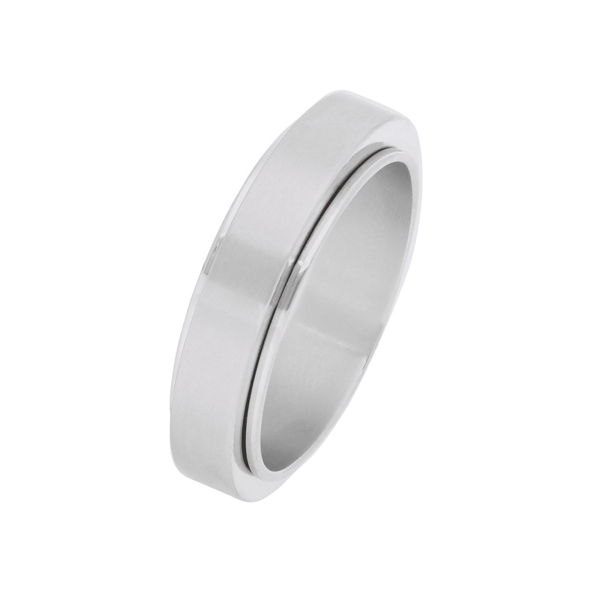 Lucardi Unisex Stainless steel anxiety ring - Ring - Staal - Zilverkleurig - 23 / 72 mm