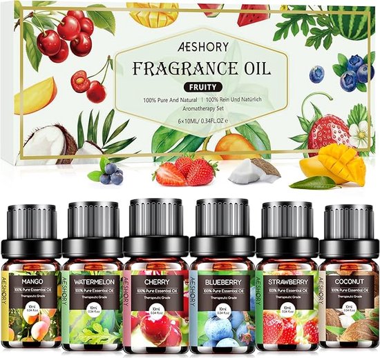 Foto: Etherische oli n set 6x10ml 100 natuurlijke aromatherapie geurolie geschenkset voor diffuser luchtbevochtiger sauna fruit geuren