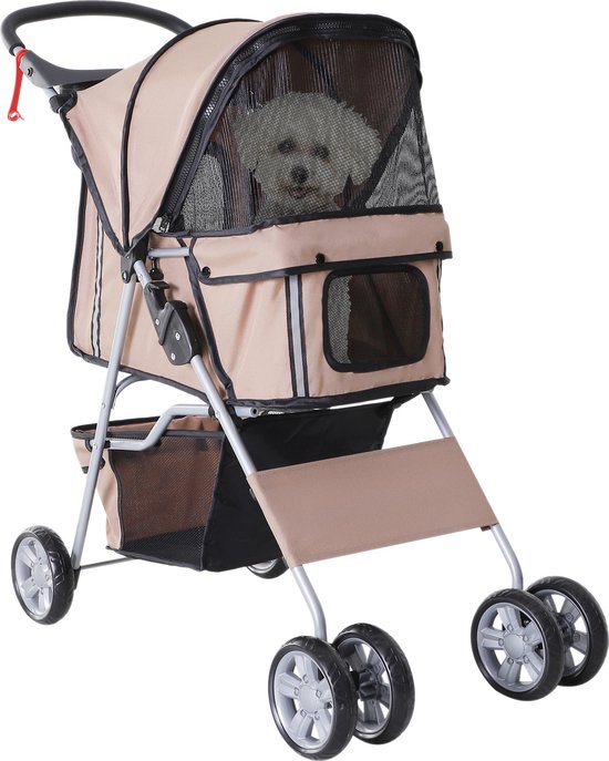 Foto: Pawhut hondenwagen hondenbuggy honden pet stroller buggy 4 kleuren 3 4 wielen d00 058cf