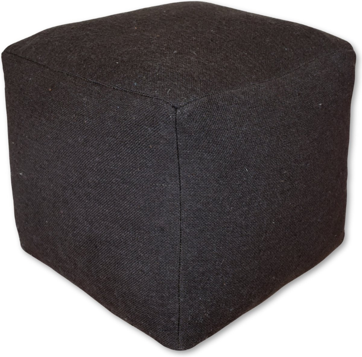 Poufs&Pillows Vierkante Poef - Handgemaakt - Donkerbruin - Gemaakt uit Wol en Katoen - Poef van stof - 40x40x35 cm