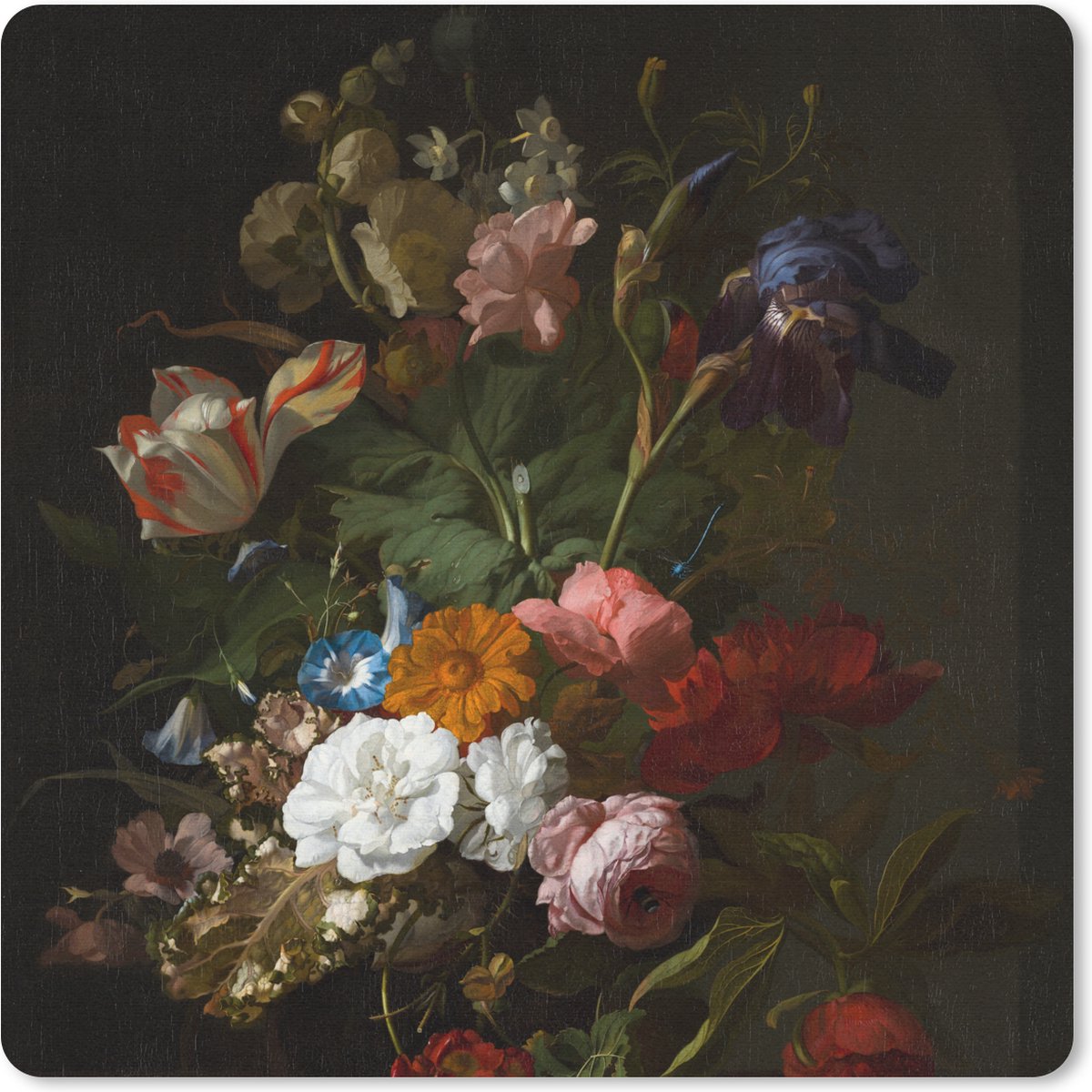 Muismat 30x30 cm - Mousepad Vaas met bloemen - Schilderij van Rachel Ruysch - Muismatten