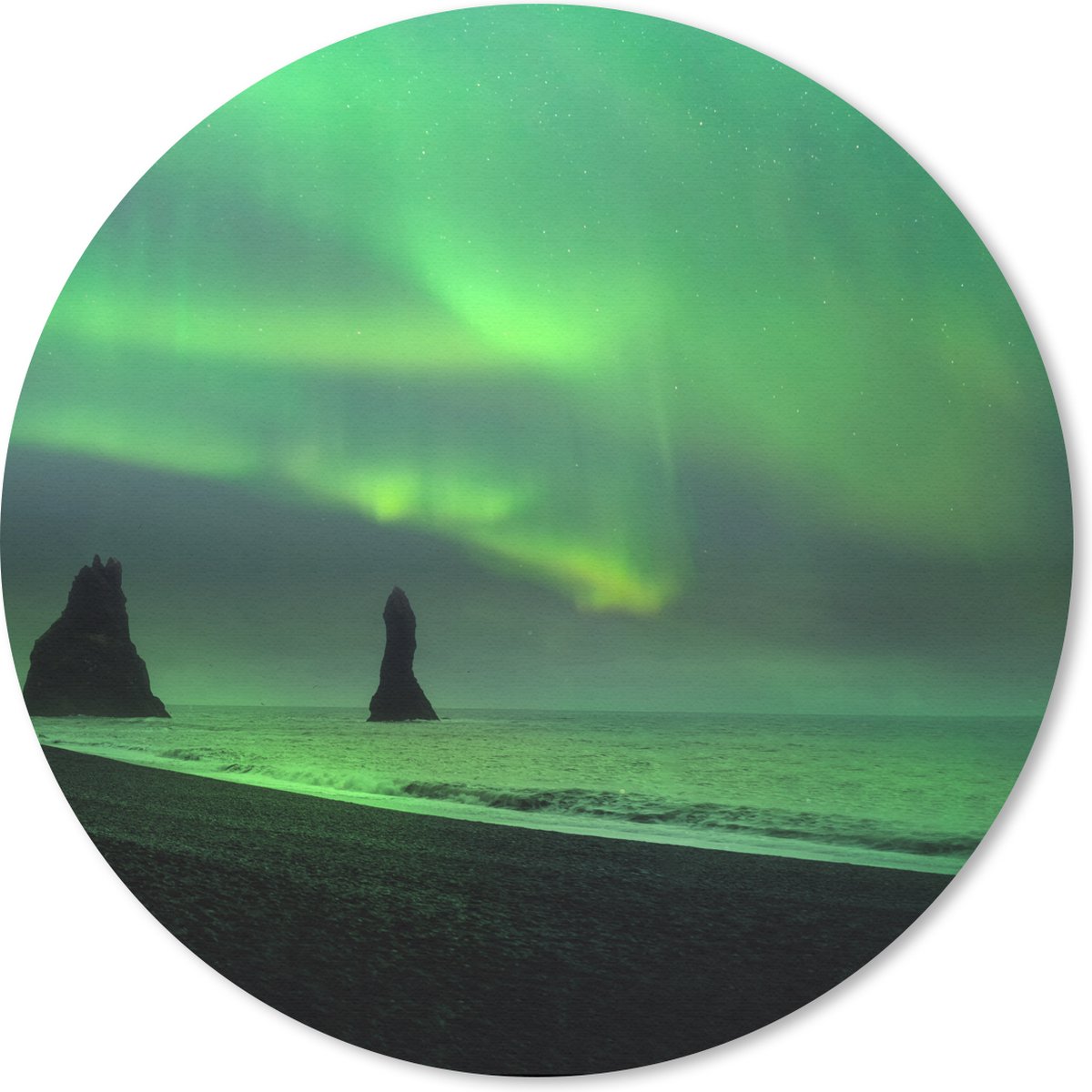Muismat rond 30x30 cm - Mousepad Noorderlicht - Zee - IJsland - Ronde muismatten
