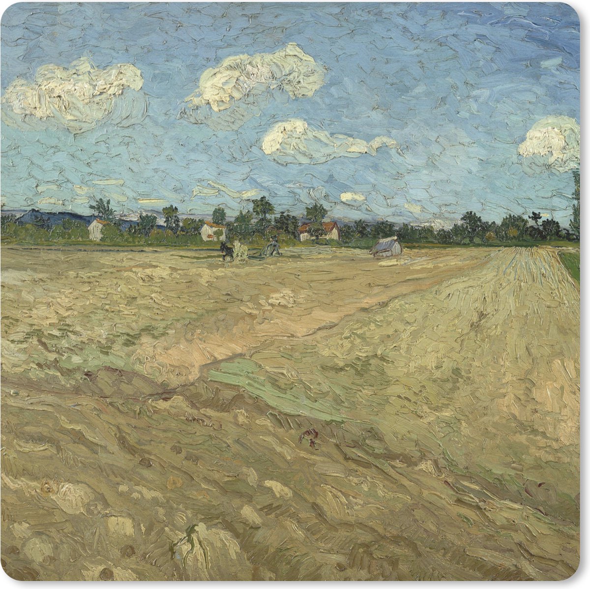 Muismat 20x20 cm - Mousepad Geploegde akkers - Vincent van Gogh - Muismatten