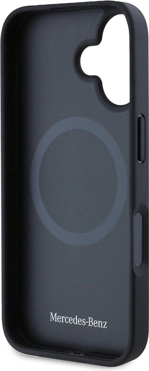 Mercedes-Benz Backcase hoesje geschikt voor iPhone 16 Plus - Effen Zwart - Leer van Merkloos — afbeelding 2