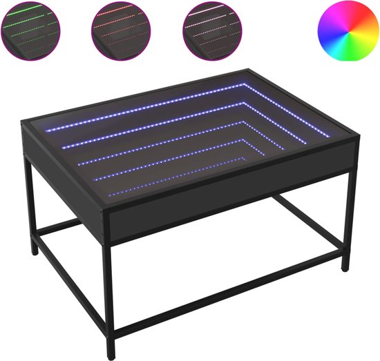 Salontafel met Infinity LED 90x50x38 cm zwart kopen