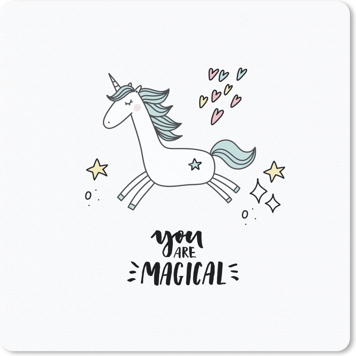 Muismat 30x30 cm - Mousepad Unicorn - Kinderen - Quotes - You are magical - Meisjes - Muismatten
