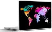Laptop sticker - 13.3 inch - Wereldkaart - Waterverf - Regenboog - 31x22,5cm - Laptopstickers - Laptop skin - Cover