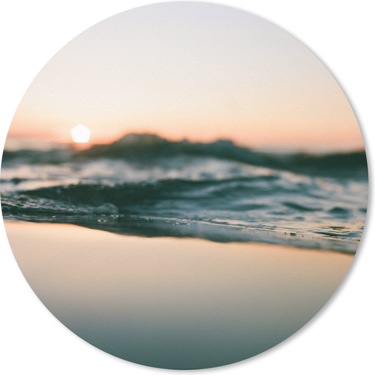 Muismat rond 30x30 cm - Mousepad Zee - Golven - Zon - Ronde muismatten