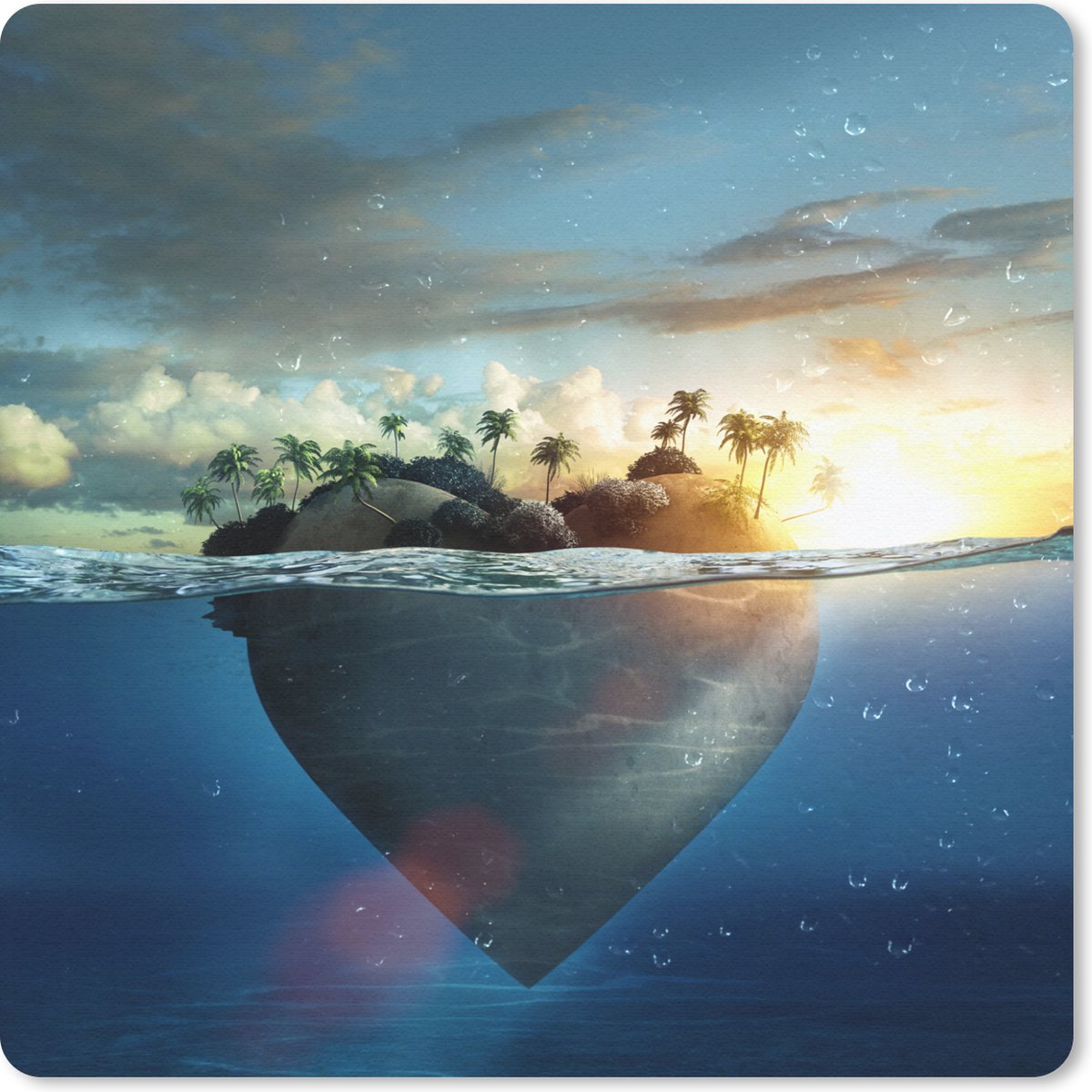Muismat 30x30 cm - Mousepad Zee - Eiland - Hart - Muismatten