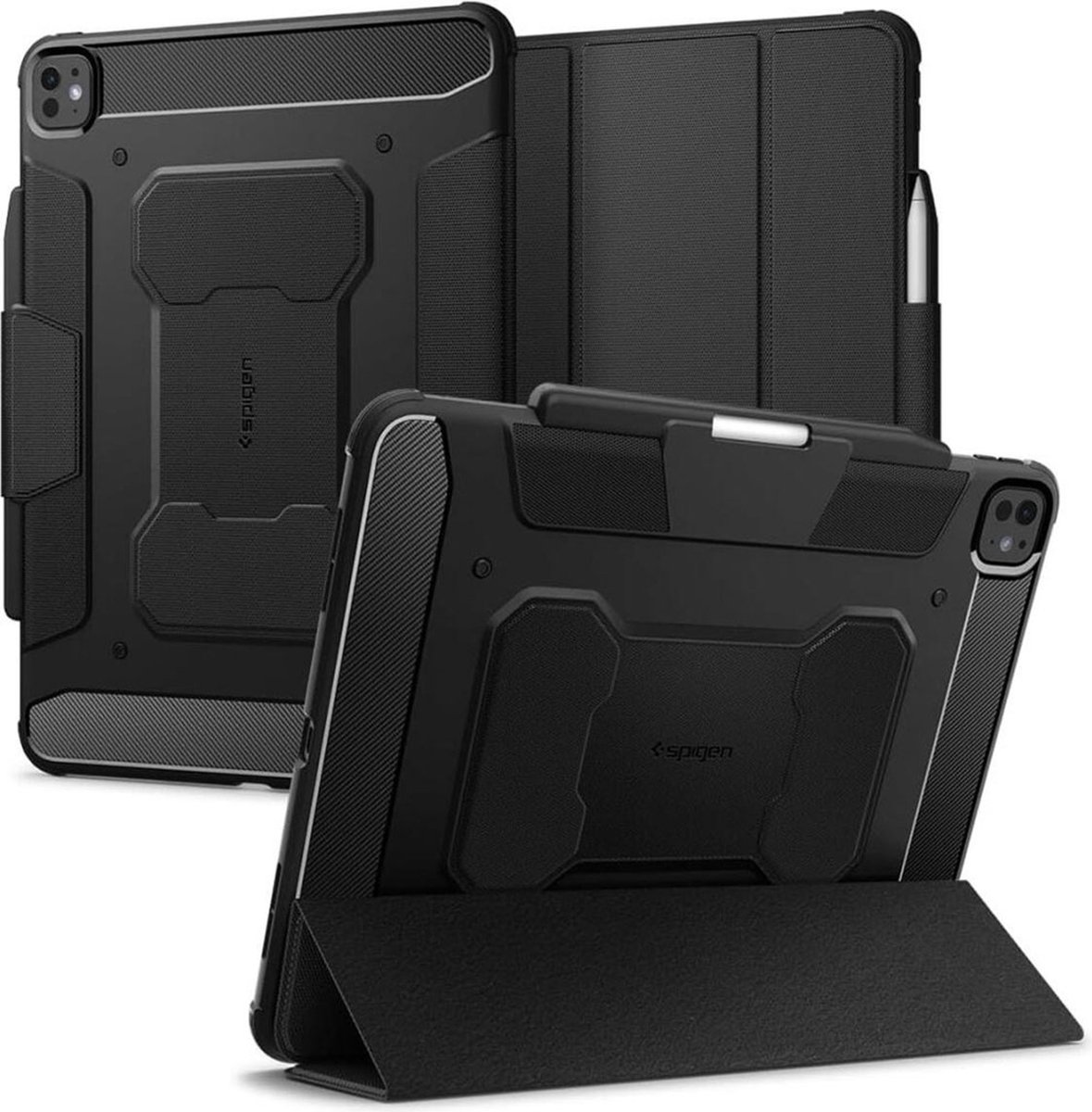 Spigen Rugged Armor Pro Bookcase voor de Apple iPad Pro 13 (2025) M5 / (2024) M4 - Zwart