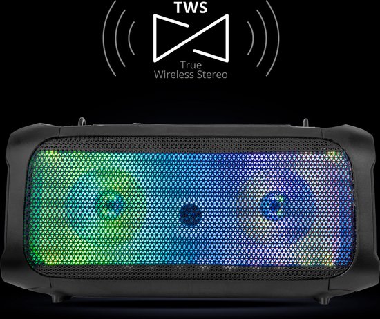 Krüger & Matz Draadloze Draagbare Bluetooth DJ Party Speaker - RGB Verlichting - Inclusief Draadloze Microfoon - Geluidseffecten - Koppelbaar - Boombox - 30W - Zwart van Krüger — afbeelding 5