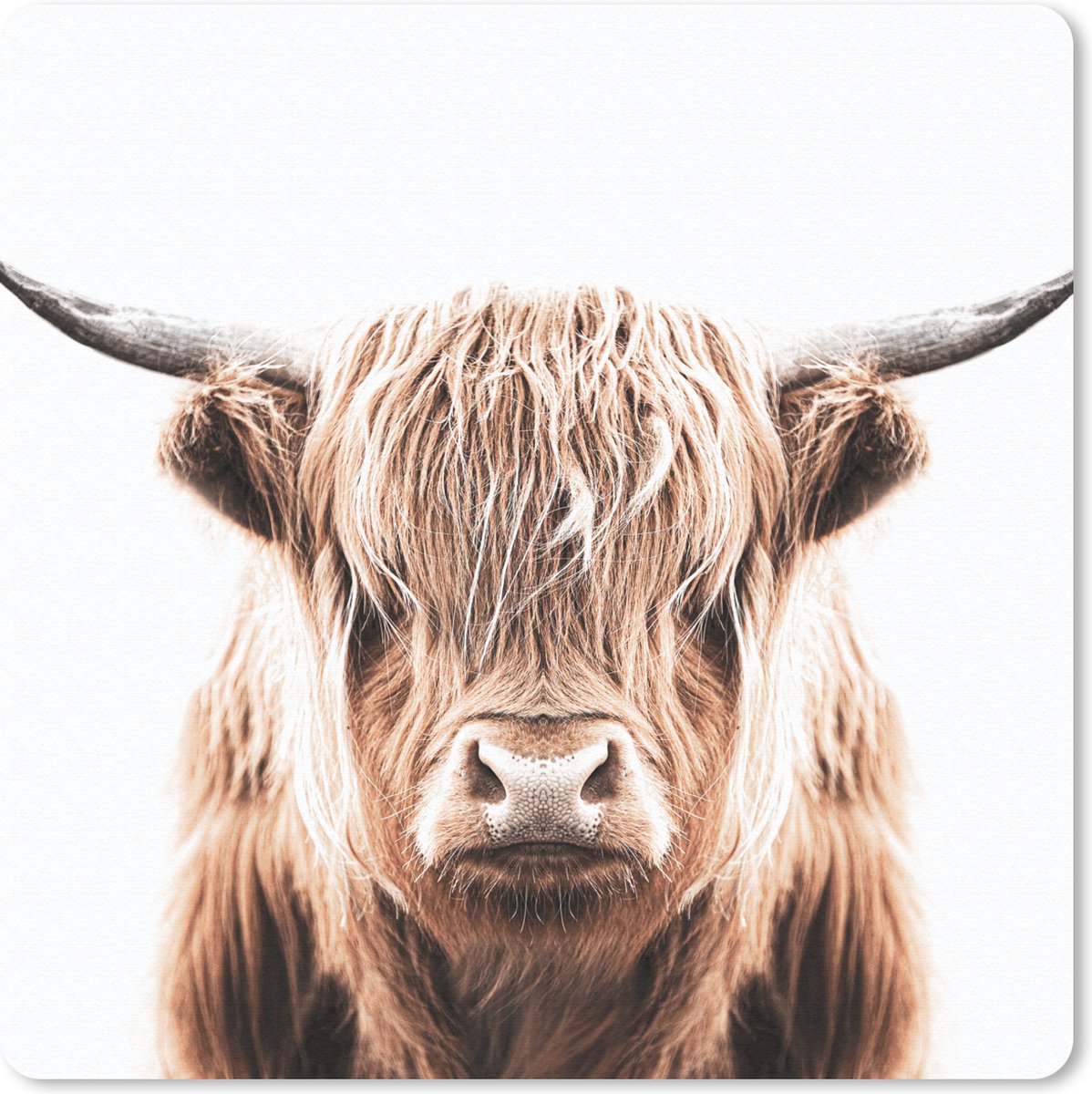 Muismat 30x30 cm - Mousepad Dieren - Schotse Hooglander - Koe - Muismatten