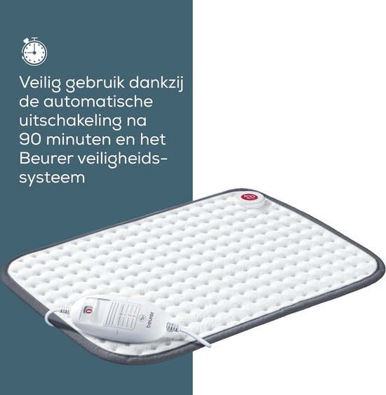 Verwarmingskussen met 3 temperatuurstanden en automatische uitschakeling - Machinewasbaar, Wit/Grijs — afbeelding 3