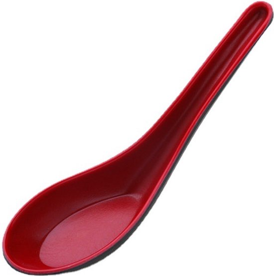 6 Stuks Aziatische Soeplepels, Melamine Lepels, Rijstlepels, Rijstlepels met Lange Steel, Geschikt voor Het Eten van Noedels en Het Drinken van Soep( Zwart