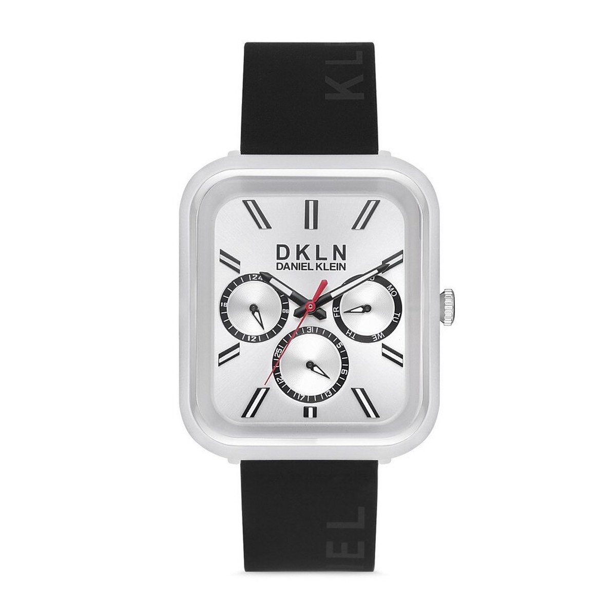 Daniel Klein DK.1.12648-1 - Horloge - Analoog - Mannen - Heren - siliconen band - vierkant - Zwart - Zilverkleurig