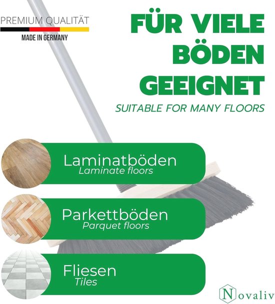 Paardenhaarbezem met telescopische steel - 2 stuks - Zachte en fijne veegbezem voor binnen van Glamline — afbeelding 4