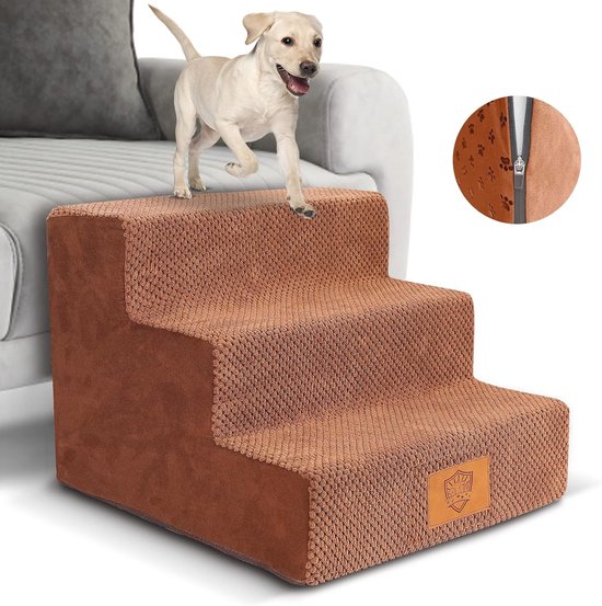 COZY KISS Hondentrap voor bed met opbergruimte, bruin, 89