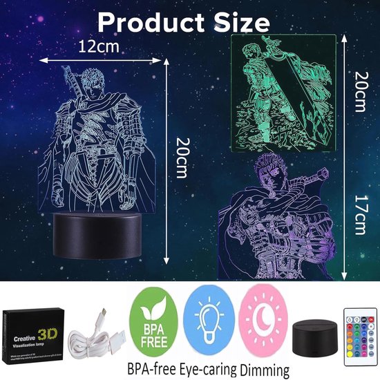 MHJXBJ Genshin Impact Kaedehara Kazuha Nachtlampje Speelfiguur Led Acryl Kindercadeau Slaapkamer Decoratie Lamp Afstandsbediening