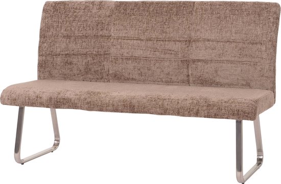 Canapé MCW-G55, canapé de salle à manger, tissu inox brossé/textile chenille Oeko-Tex, 160cm ~ marron