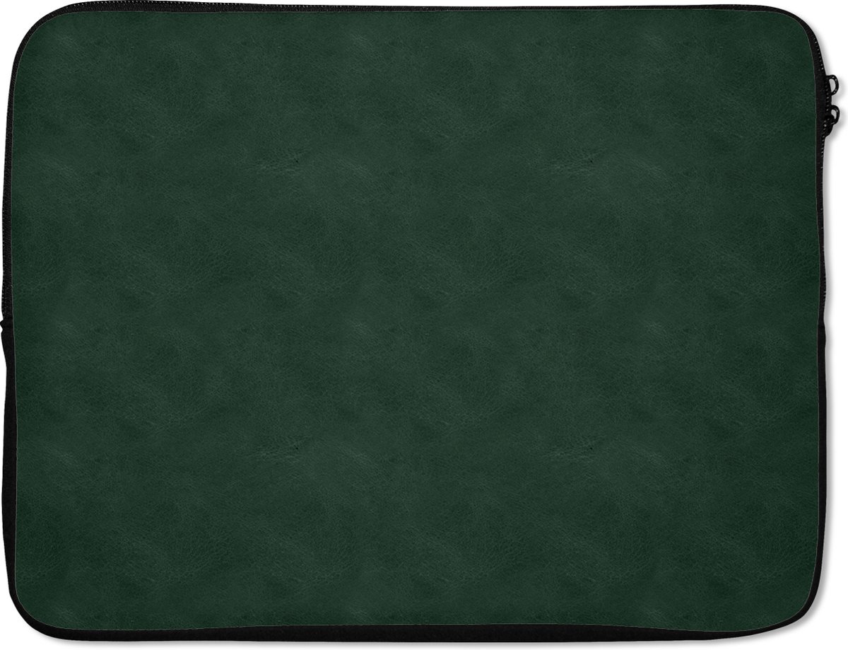 Laptophoes 17 inch - Inductie beschermer - Leer - Groen - Dieren - Laptop sleeve - Binnenmaat 41x28 cm - Zwarte achterkant