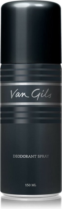 Van Gils Deodorant Spray 150 ml in een zwarte spuitbus met zilveren logo.