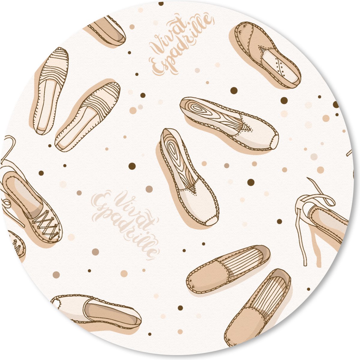 Muismat rond 20x20 cm - Mousepad Schoenen - Zand - Patronen - Typografie - Ronde muismatten