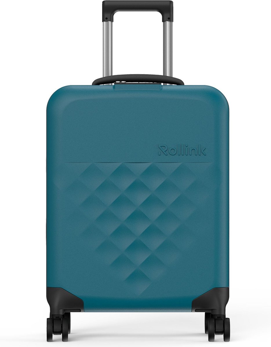 Rollink Vega 360 opvouwbare 4-wiel cabinewagen S 55 cm - Harde bagage - TSA slot - deep lagoon