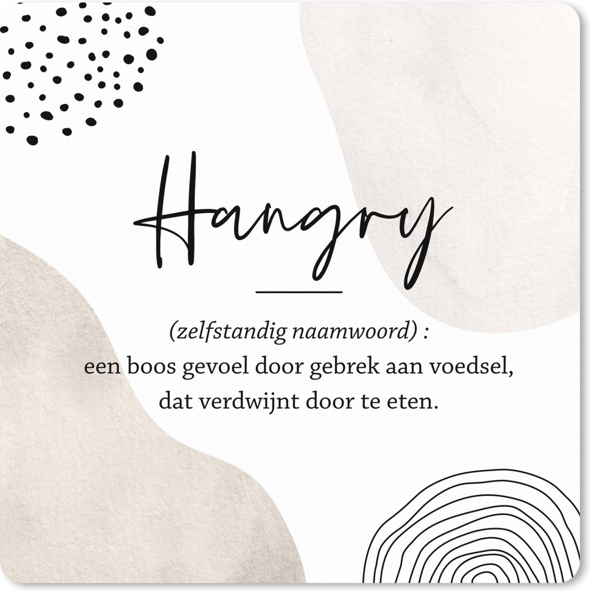 Muismat XXL 40x40 cm - Bureau onderlegger - Bureau mat Hangry - Spreuken - Hangry definitie - Woordenboek - Quotes - Bureaumat - Gaming mousepad xl - Bureaulegger groot - Computer deskmat