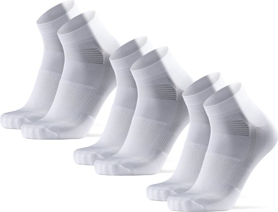 DANISH ENDURANCE Chaussettes de cyclisme Coupe Basse Homme et Femme - Respirantes - VTT & Course - 3 paires - Wit et Wit Zwart - Taille 35-38