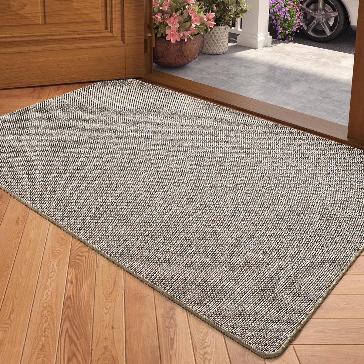 Binnen Deurmat 44x75 cm Antislip Absorberend Khaki Voordeurmat voor Ingang met Laag Profiel