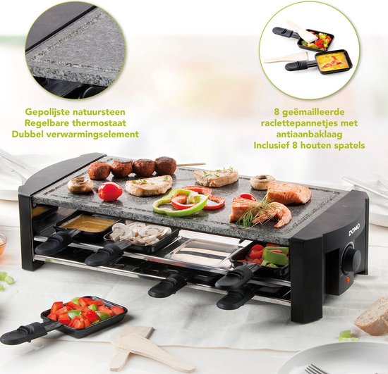 DOMO DO9190G raclette/steengrill, kunststof, 8
