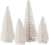 J-Line décoration Sapin De Noël Paillettes - plastique - blanc - boîte de 3