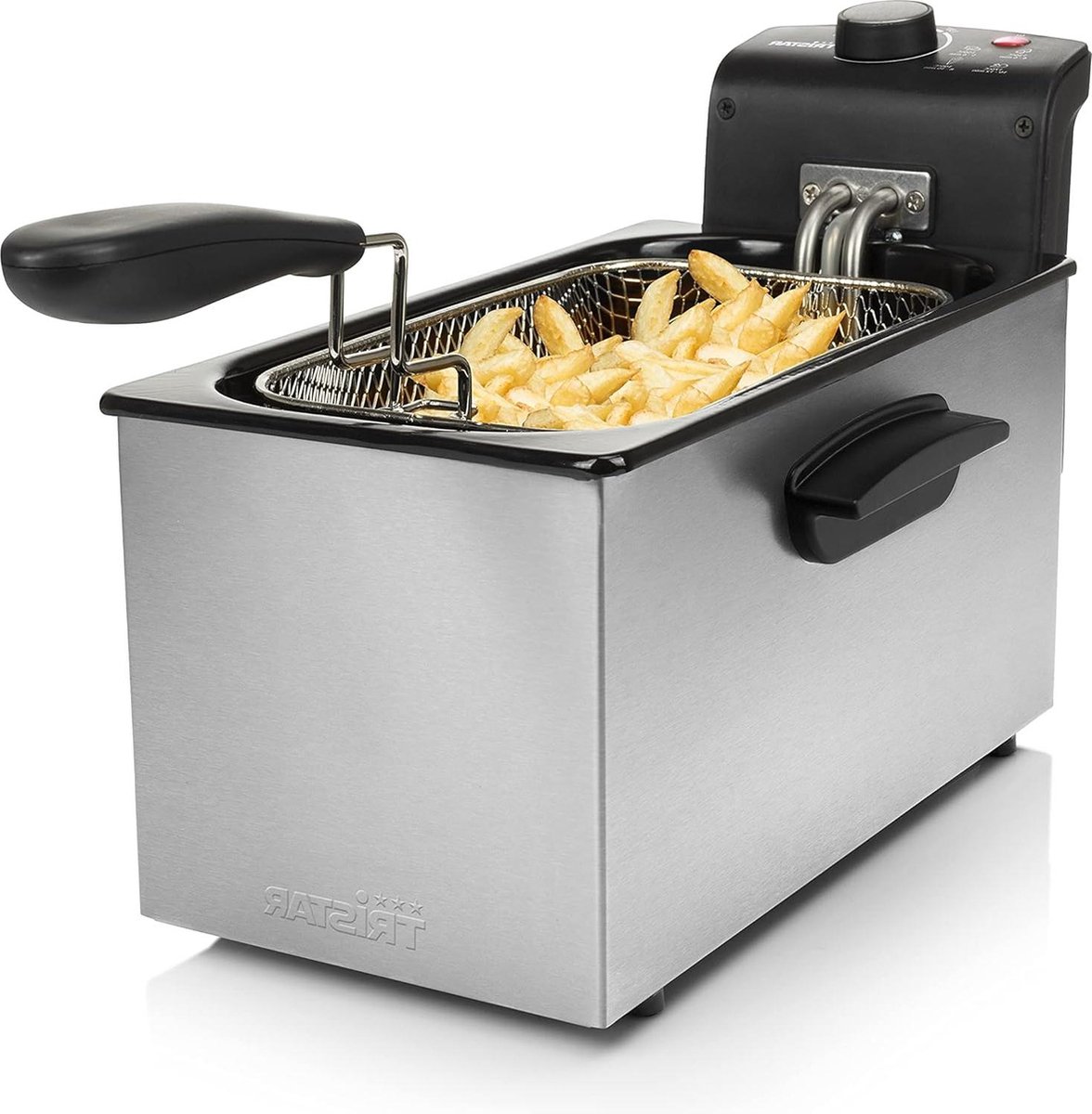 3 liter Friteuse met 2000 watt vermogen en thermostaat - geëmailleerde container en koelzone - FR-6946 grijs