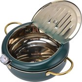 Bol.com Roestvrijstalen Tempura Friteuse - Temperatuurregelbaar - Mini-friteuse Met Thermometer En Deksel - Tempura-chips Vis En... aanbieding