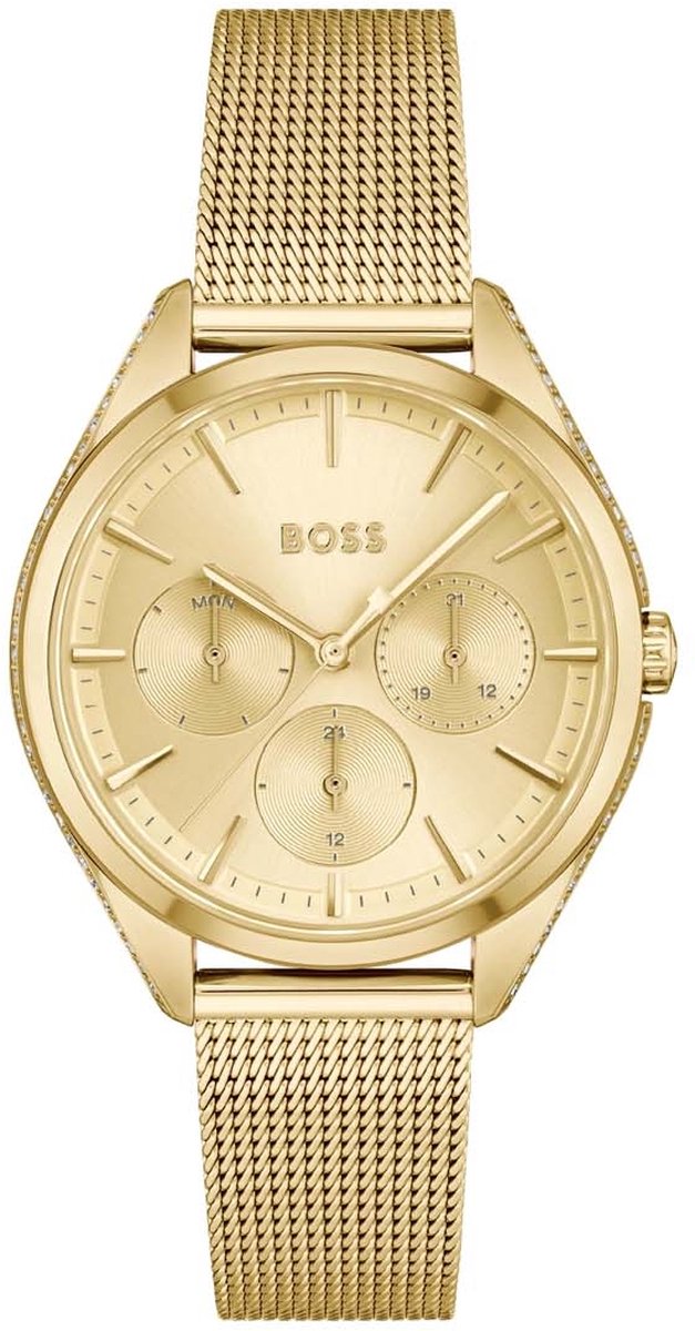 BOSS HB1502703 SAYA Dames Horloge - Mineraalglas - Staal - Goudkleurig - 38 mm breed - Quartz - Druksluiting - 3 ATM (spatwater)