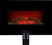 Classic Fire Sfeerhaard Elektrisch Memphis - Electrische Haard met Verwarming, Afstandsbediening en Timer - Kachel Elektrisch met LED Vlammen - 1800W - Wandmontage - Zwart