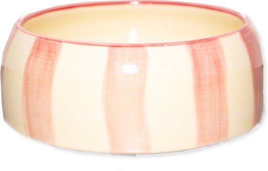 Dogguo Stripe Dogbowl Beige&Pink &ndash; Hondenvoerbak &ndash; &Oslash;20 cm