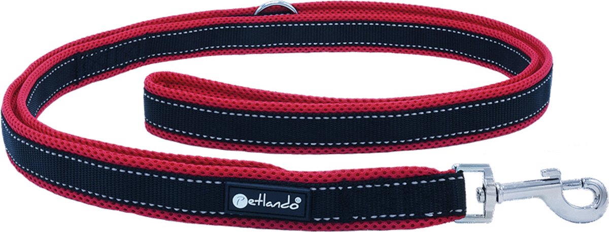 Petlando Trainingslijn Outdoor Rood&Zwart - Hondenriem - 230x2.5 cm